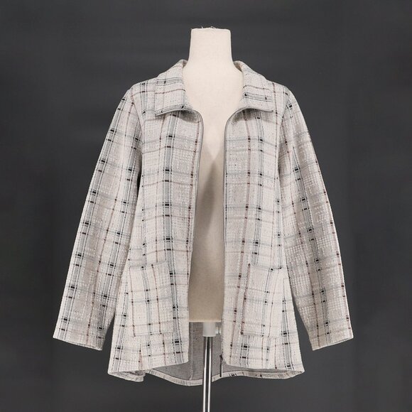 HABITAT Windowpane Plaid Swing Textured Jacket in Putty Gray Beige Size M - Picture 7 of 10